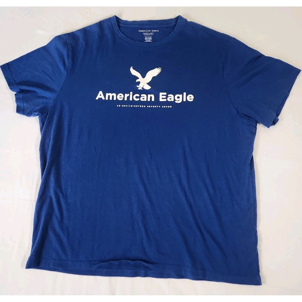 American Eagle Graphic T-Shirt Short Sleeve Mens Blue Size 2XL Cotton
